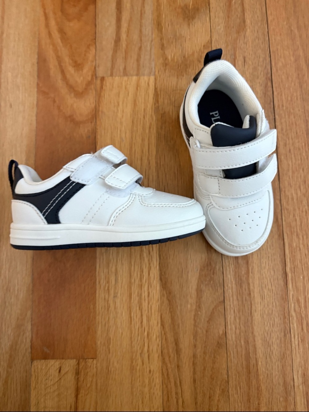 The Children's Place White and Navy Toddler Velcro Sneakers